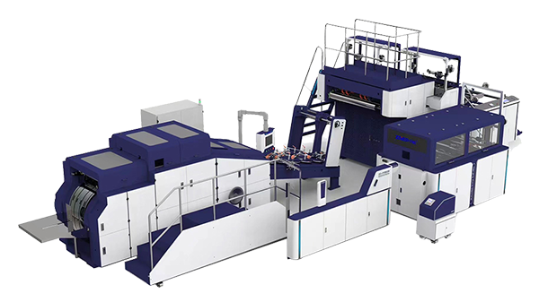 Máquina para fabricação de sacos de papel kraft com alças torcidas