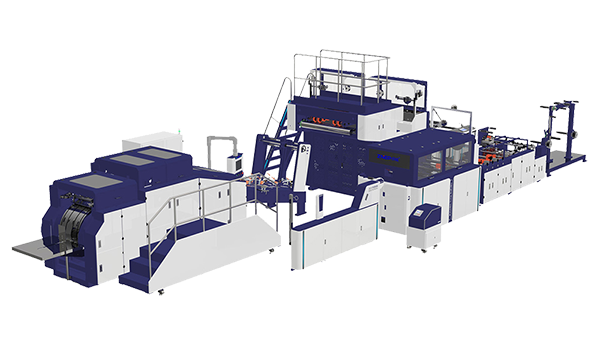 Máquina automática para fabricação de sacos de papel kraft com alças torcidas e alças chatas
