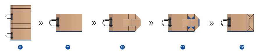 Máquina para fabricação de sacos de papel kraft com alimentação por rolo, corte em J, alças torcidas/planas e dobra superior