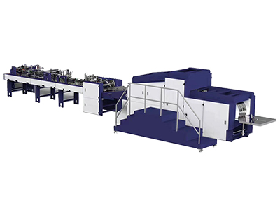 Máquina para fabricação de sacos de papel kraft com alimentação por rolo, corte em J, alças torcidas/planas e dobra superior