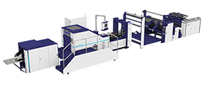 Máquina para fabricação de sacos de papel kraft com alça vazada