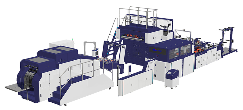 Máquina automática para fabricação de sacos de papel kraft com alças torcidas e alças chatas