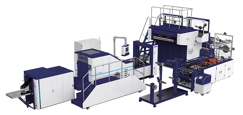 Máquina para fabricação de sacos de papel kraft com alças chatas